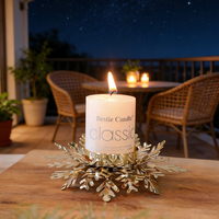Porte-bougie de Noël doré en forme de grande flocon de neige, support de bougie personnalisé pour décorations de table de fête de Noël