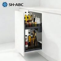 Panier à épices coulissant à 2 niveaux en aluminium SH-ABC, organisateur d'assaisonnements pour armoire de cuisine