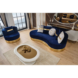 ชุดโซฟาในร่มหรูหราทันสมัย, ชุดผ้ากำมะหยี่สีทองขยายได้สำหรับห้องนั่งเล่นโรงแรมแผนกต้อนรับห้องโถง - Product Image 5