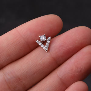 16G Argento Colore Acciaio Bilanciere A Vite Indietro <span class=keywords><strong>Oro</strong></span> CZ <span class=keywords><strong>Helix</strong></span> Piercing Dei Monili Rook Conchiglia Trago Cartilagine Orecchino - Product Image 2