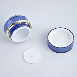 Ensemble cosmétique de luxe personnalisé en verre bleu <span class=keywords><strong>dégradé</strong></span> - Flacons pompe à lotion et pots à crème 30g/50g avec capuchon doré pour emballage de soins de la peau - Product Image 3