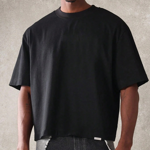 เสื้อยืดสตรีทแวร์ดีไซน์เนอร์ลำลองสำหรับฤดูร้อน ผ้าฝ้าย 100% เนื้อหนา ทรงบ็อกซี่ ตัดสั้น เสื้อยืดผู้ชายแบบเรียบๆ ไม่มีลาย ขนาดใหญ่พิเศษ - Product Image 2