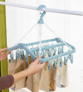 Séchoir Pliant à 32 Pinces, Cintre Séchoir Anti-Vent pour Chaussettes et Sous-Vêtements en Plastique, pour Vêtements d'Enfants et Adultes - Product Image 3