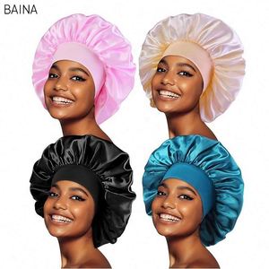Bonnet de nuit en satin à large bande pour femme, pour soins de beauté - Product Image 1
