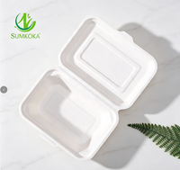 Contenants alimentaires en bagasse écologiques, résistants à la graisse et compatibles micro-ondes, boîtes à clapet en bagasse, boîtes à emporter jetables
