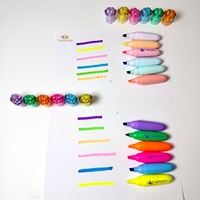 Ensemble de surligneurs Macaron 6 couleurs en forme de patte de chat, pointe biseautée fluorescente, sac en PVC pour journalisation, agenda, bureau, cadeau, marqueurs