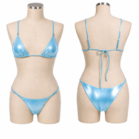 Maillot de bain bikini triangle multicolore en métal recyclé, design personnalisé OEM, respectueux de l'environnement, avec liens latéraux, pour femme, fabrication en usine