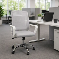 Chaise de bureau en maille à dossier moyen pour immeuble de bureaux, chaise respirante en maille avec accoudoirs en plastique épaissi, vente en gros