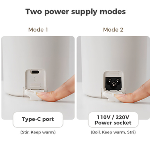 แก้วน้ำร้อนแบบพกพา ฉนวนกันความร้อน สแตนเลส 304 ใช้พลังงานจาก USB พร้อมพอร์ต Type-C สำหรับใช้ในบ้าน เดินทาง หอพัก - Product Image 2