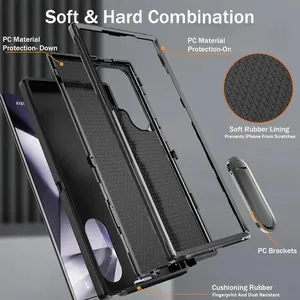 เคสสำหรับ <span class=keywords><strong>Samsung</strong></span> Galaxy S25 S26 Ultra S24 S23 S22 A56 A36 แบบเต็มตัว 3 in 1 กันกระแทก ป้องกันรอยขีดข่วนอย่างดี พร้อมขาตั้ง - Product Image 4