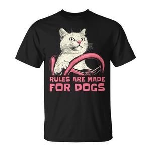 Le regole per gli amanti dei gatti sono fatte per i cani che guidano con il gatto al fianco - T-shirt - Product Image 1