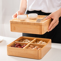 Plateau de rangement pour collations à 4 compartiments, bon marché, pour bonbons/fruits secs/noix, plateau sectionnel en bois, boîte à bonbons, boîte à fruits secs