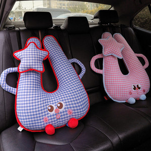 Oreiller de cou <span class=keywords><strong>anti</strong></span>-col en forme de dessin animé personnalisable à grands yeux, pour siège arrière de voiture, avec broderie et rembourrage en coton PP - Product Image 2