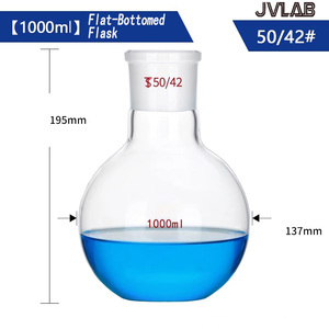 JVLAB platte bodem enkelhals hoog borosilicaat <span class=keywords><strong>3.3</strong></span> glas destillatie reactie ronde bodem kolf OEM alternatief - Product Image 6