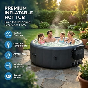 Jacuzzi Inflable para 4-6 Personas con 140 Chorros de Aire para Masaje, Spa Portátil para Exteriores, Hidromasaje Inflable con Luces LED - Product Image 1