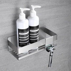 Acero inoxidable negro montado en la pared esquina Caddy ducha organizador de un solo nivel accesorios de baño almacenamiento colgante