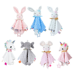 <span class=keywords><strong>Couverture</strong></span> de sécurité pour bébé en peluche Minky 36cm x 36cm 100% polyester, motifs éléphant, licorne, lapin, dessin animé - Product Image 4