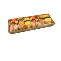 Vente chaude Barquette alimentaire jetable en papier kraft recyclable avec lamination brillante et couvercle transparent en PET pour sushi/collations/pâtisserie et sucre