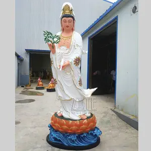 Fiberglass sculpture resin hand-painted guan yin statue for temple
