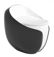 Vente flash, toilettes monobloc de luxe en forme d'œuf, couleur noire, sanitaires, jet de tornade super puissant, siphon, salle de bain