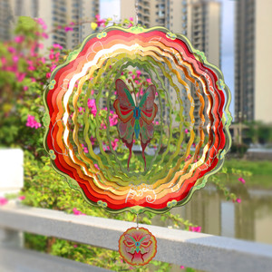Colibri floral cinétique 3D métal jardin animal décoration vent Spinner,spinner 3d vent rotatif, jaune-rouge change <span class=keywords><strong>de</strong></span> couleur - Product Image 3