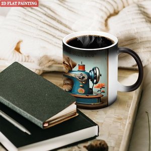 Curved Ergonomic Frosted Black 11oz <b>Ceramic</b> Mug Heat Color Changing Magic Drinking <b>Cup</b> - Product Image 3