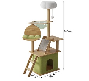 Grenzüberschreitende Katzen-Kletterwand mit erhöhter Raumkapsel, Nest, Wiege, Plattform, Leiter und Kratzsäule – Katzenbedarf - Product Image 6