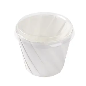 Ciclone leite chá bolo papel copo mão-rasgado chiffon Branco kraft tigela redonda com tampa embalagem lancheira