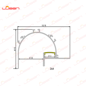 Profilé en aluminium pour cloisons sèches de plafond LS-264 série 6000 plâtre unilatéral <span class=keywords><strong>LED</strong></span> encastré cloison sèche architecturale gypse coupe <span class=keywords><strong>Alu</strong></span> - Product Image 2