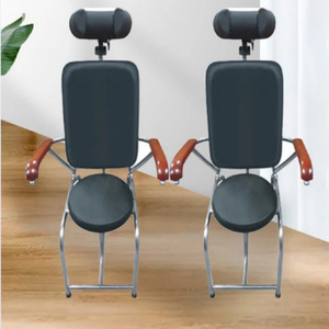 Fauteuil d'examen ORL en métal noir, manuel, pour usage clinique - Product Image 1
