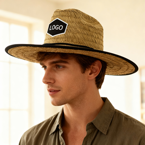 2026 High Quality Custom Logo Summer Sun Lifeguard <b>Straw</b> <b>Hat</b> Under Fishing Printing Sombrero Beach Surf Lifeguard Mat Grass <b>Hat</b> - Product Image 1