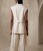 Mode femmes décontracté sans manches bureau vestes Style personnalisé Logo/conception poche ceinture vestes uniforme femmes gilet