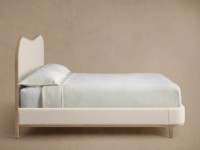 Lit de Luxe Moderne en Bois Massif, Modèle Designer Danny, Lit Capitonnée Camelback pour Chambre Parentale, Ensemble de Meubles de Luxe