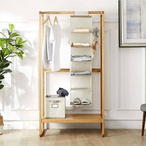 Sacs de rangement suspendus pliables grande capacité personnalisés en tissu non tissé, anti-poussière, multicouches, organisateur mural ou de porte pour articles divers, pochette suspendue - Product Image 5