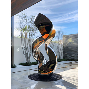 Sculpture moderne en acier inoxydable Art Déco ANW5476, métal 304, pour les espaces commerciaux et publics - Product Image 3