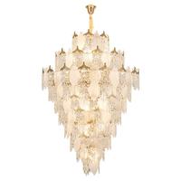 Lustre en cristal de style français, ton crème, en forme de feuille, pour escaliers résidentiels LOFT Duplex - LED moderne, diamètre 100 cm, hauteur 150 cm