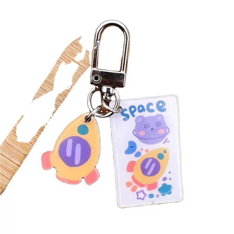 Custom גליטר אפוקסי פלסטיק אקריליק Keychain יצרנית ברור לוגו Keyring עבור מתנות תיק תליון