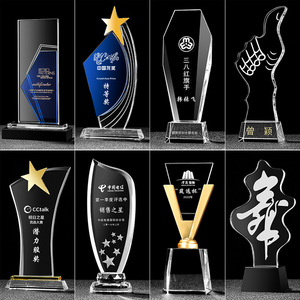 Trophées en cristal personnalisés gravés au laser, en cristal blanc transparent, récompenses pour réunions annuelles, employé de l'année, pouce levé, créatifs - Product Image 4