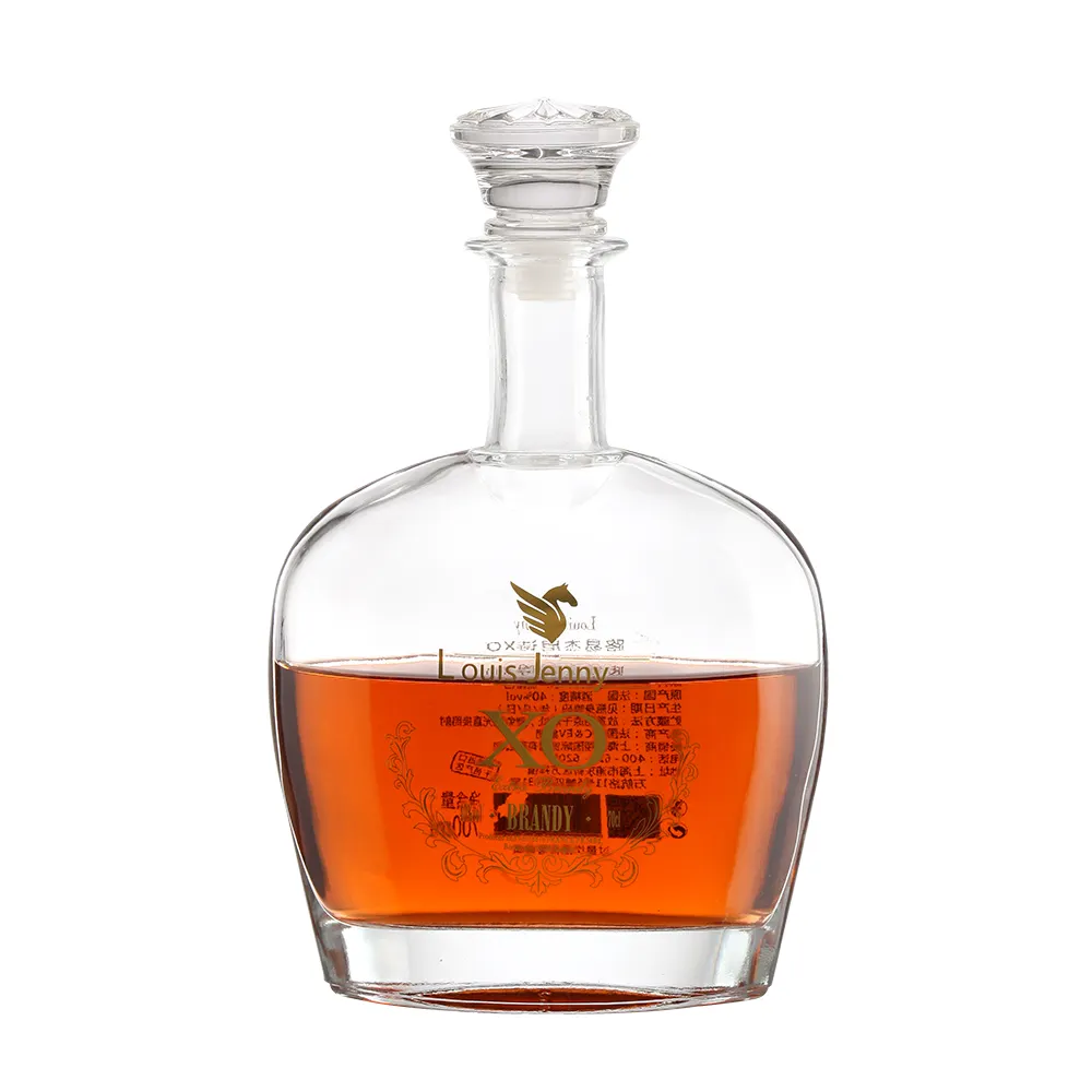 Tùy chỉnh 700ml Pha Lê Chất lượng cao xo Brandy nước ngoài chai rượu vang, whisky Vodka Tequila tinh thần thủy tinh không chai