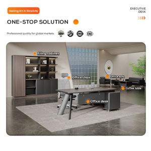 Juego de escritorio y silla de oficina ejecutiva de diseño moderno Mdf al por mayor de fábrica, mesa de oficina de lujo para Director jefe, Gerente Ceo - Product Image 2