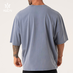 Maglietta Oversize da Uomo per Palestra, Casual e Sportiva, in Cotone Pesante (93% Cotone, 7% Spandex) - Personalizzabile ODM HUCAI - Product Image 2