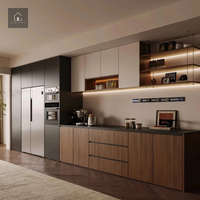 Buffet de cuisine XINGRUO en bois anthracite avec tiroirs en bois chaud, style moderne et minimaliste, sur mesure, normes E0 ENF, direct usine