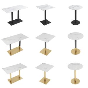 Tables et chaises de restaurant en marbre de style industriel, vente en gros, meubles d'hôtel, tables à manger rapides, tables à café, pieds en métal - Product Image 2
