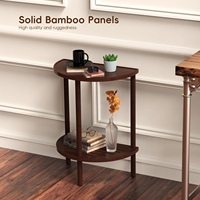 Table basse en bambou à double niveau avec rangement et présentoir, table d'appoint moderne, table à thé pour la maison et l'extérieur