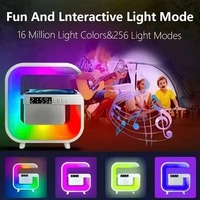 Speaker Nirkabel Mini 3 Bentuk G 3-in-1 Pengisi Daya Nirkabel Cepat Lampu LED Atmosfer RGB dengan Jam Speaker Nirkabel Multifungsi