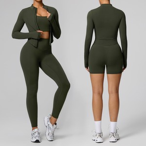 Conjunto de yoga exclusivo transfronterizo - Traje deportivo altamente elástico y transpirable - Conjunto deportivo moldeador de tres piezas - Product Image 4