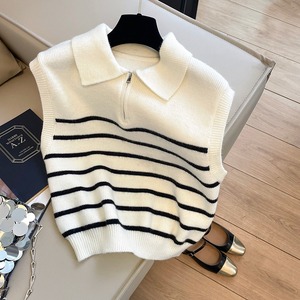 <span class=keywords><strong>Chaleco</strong></span> de Punto a Rayas con Cierre de Cremallera Estilo Coreano Retro, Suéter para <span class=keywords><strong>Mujer</strong></span>, Ropa de Abrigo Otoño-Invierno, Top Elegante para <span class=keywords><strong>Mujer</strong></span> - Product Image 6