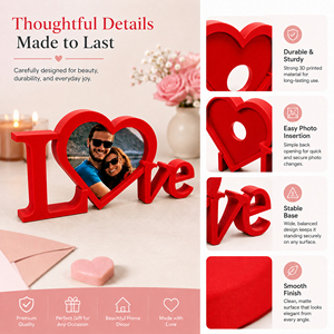 Cornice portafoto 3D stampata a forma di cuore con scritta 'I Love You', decorazione romantica da tavolo per anniversari di coppia. - Product Image 3