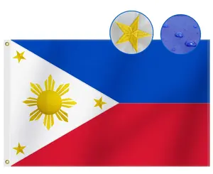 Terbaik pilihan nilon dua sisi bordir 3X5 kaki cetak luar ruangan bendera nasional 3m tahan lama grosir bendera Filipina