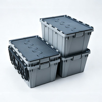 Boîte de rangement en plastique empilable avec couvercle à charnières, boîte de déménagement robuste pour l'organisation en entrepôt, à domicile et en entreprise